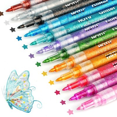 HOTU Glitzer Stifte 8 Glitzer Filzstifte, acrylstifte Glitter Gel 0.7mm