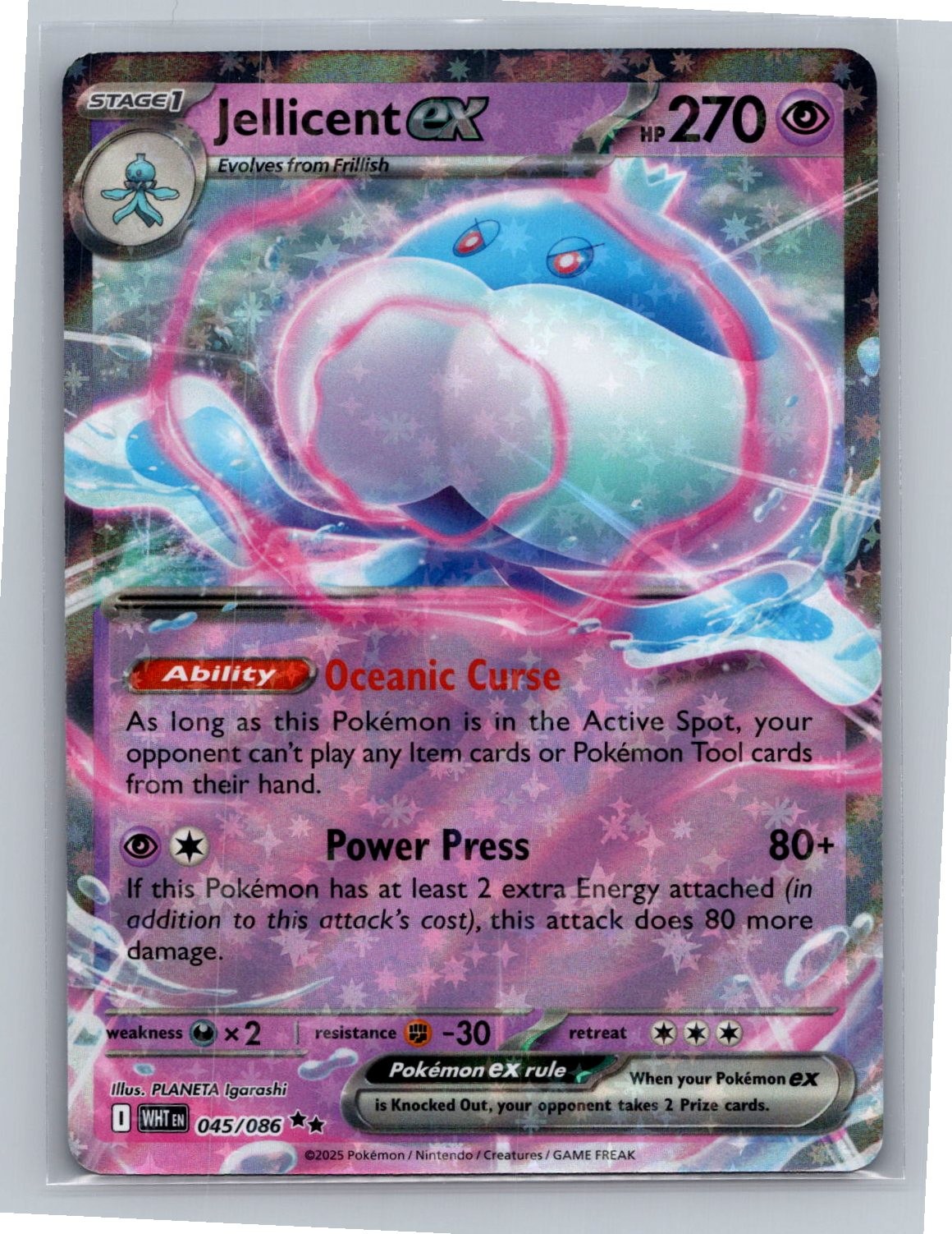 Jellicent ex 045/086 Holo Double Rare White Flare Pokemon Holo Near Mint
