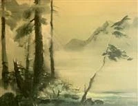 Litografia original "Paisagem imaginária nº. I" por Tyrus Wong - Imagem 3 de 4