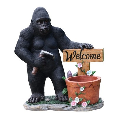 Chimpanzee Garden Statue Outdoor Sculpture Flower Pot Planter 24.4 x 15.0