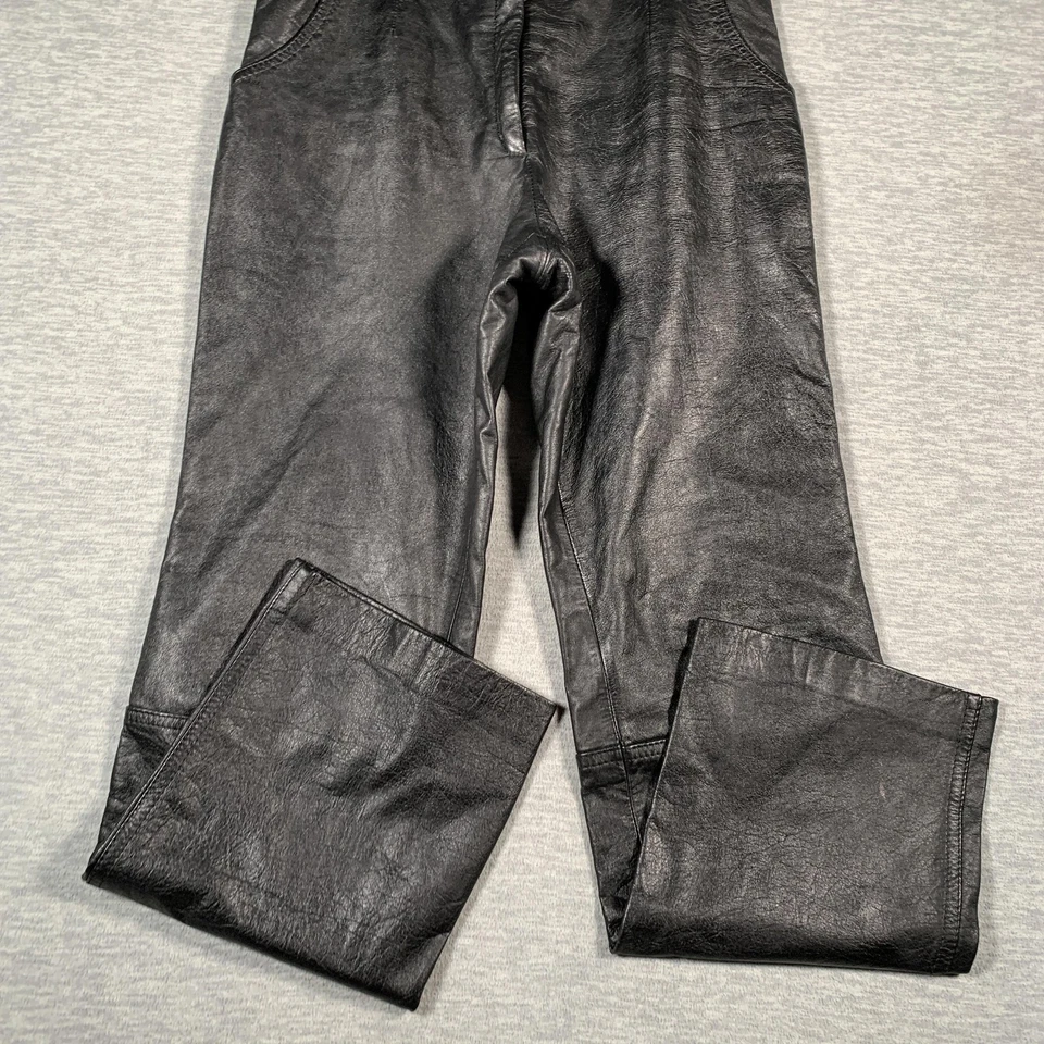 Брюки женские George Hogg 14 черные натуральная кожа с подкладкой прямые карманы для ног - Изображение 3 из 4