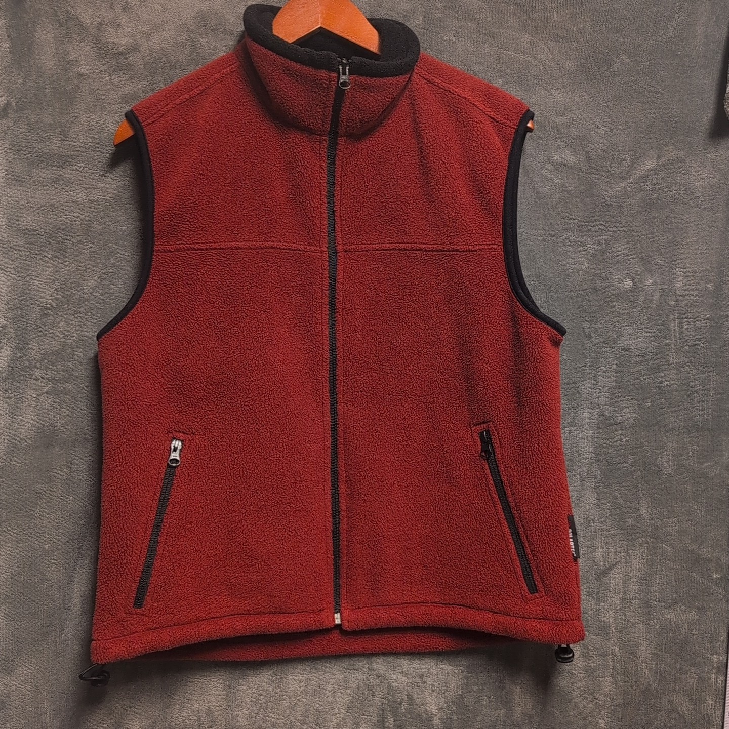 Eddie Bauer Vest Mens Red Fleece Sweater Fill Zip Windcutter Vintage Size Small image 4