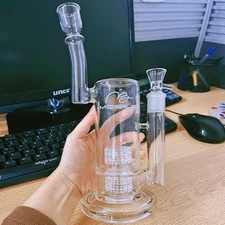 Double Matrix Perc Bong Thick Water Pipe Smoking Rig Glass Hookah Bubbler 18mm