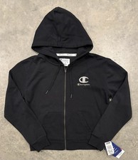NWT Champion Full Zip Hoodie Women's Medium Black Embroidered Logo Wicking