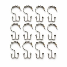 Unbranded Double Glide Roller Set of 12 Shower Curtain Hooks, Double Sided