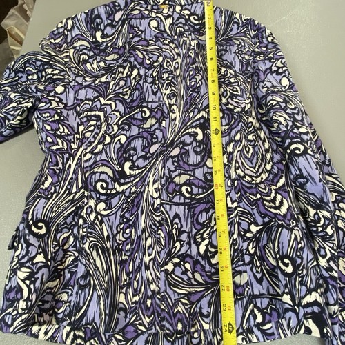 St John Womens Blazer Jacket Size M Purple Floral Paisley Buttons silk blend - Picture 8 of 15