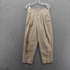 Banana Republic Pleated Chino Pants Size 6 Khaki Cotton Stretch Women Casual