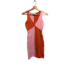 Princess Polly Stretch Knit Bodycon Mini Dress S/M Pink Orange Retro Concert