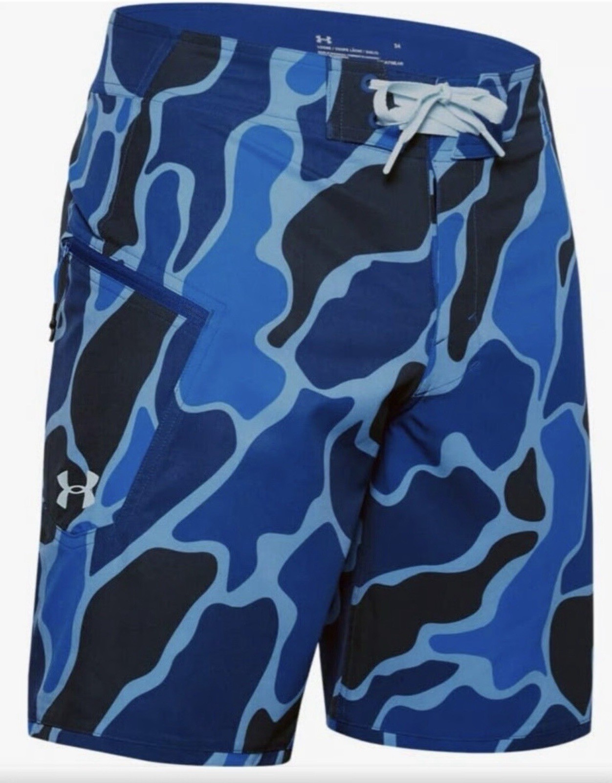 Under Armour Swim Trunks UV Protection Storm Shorts Blue Camo Men's Medium NWT