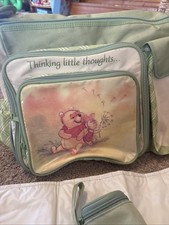 Vintage Winnie The Pooh Piglet Disney Diaper Bag Green Thinking Of You