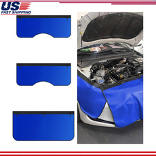 3pcs Magnetic Car Fender Covers Pu Leather Waterproof Protector Mat Color Blue