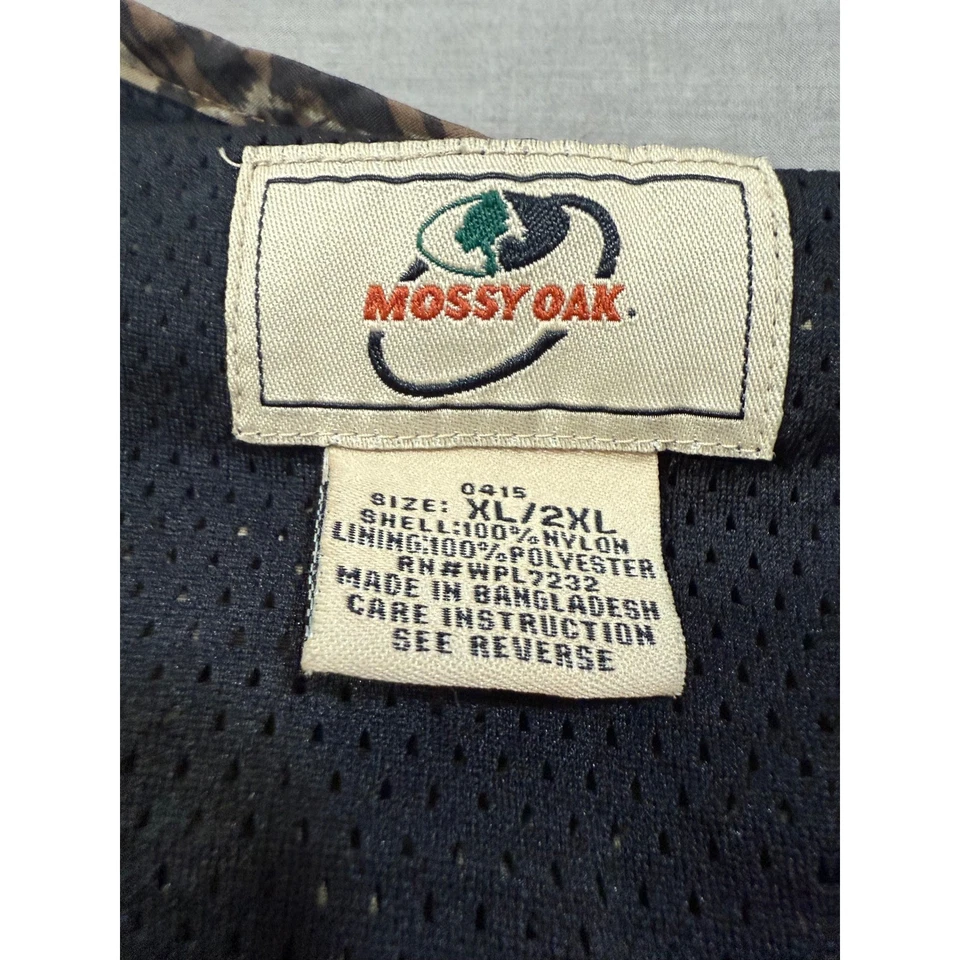 Colete camuflado Mossy Oak masculino XL 2XL caça pesca bolsos ao ar livre fecho de fivela - Imagem 2 de 4