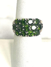 925 STERLING SILVER AND GREEN AQUAMARINE RING SIZE 6.75