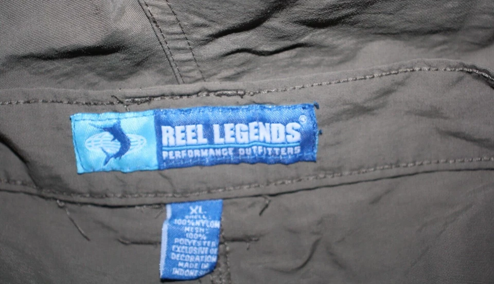 Shorts masculino ao ar livre Reel Legends tamanho XL verde/cinza carga pesca caminhadas elástico - Imagem 4 de 4