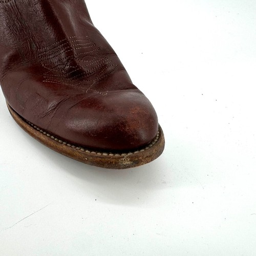 FRYE Boots Mens 10.5 D Burgundy Leather Western Cowboy Made In USA 2350 - Picture 7 of 22