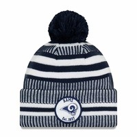 Nfl Los Angeles Rams Sideline 2019 Bobble WollmüTze Cuffed Knit Hat Newera