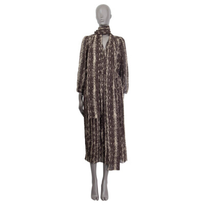 64882 auth CELINE brown silk SNAKE PRINT LONG PLEATED FLUIRD Dress S | eBay 64882 auth CELINE brown silk SNAKE PRINT LONG PLEATED FLUIRD Dress S | eBay