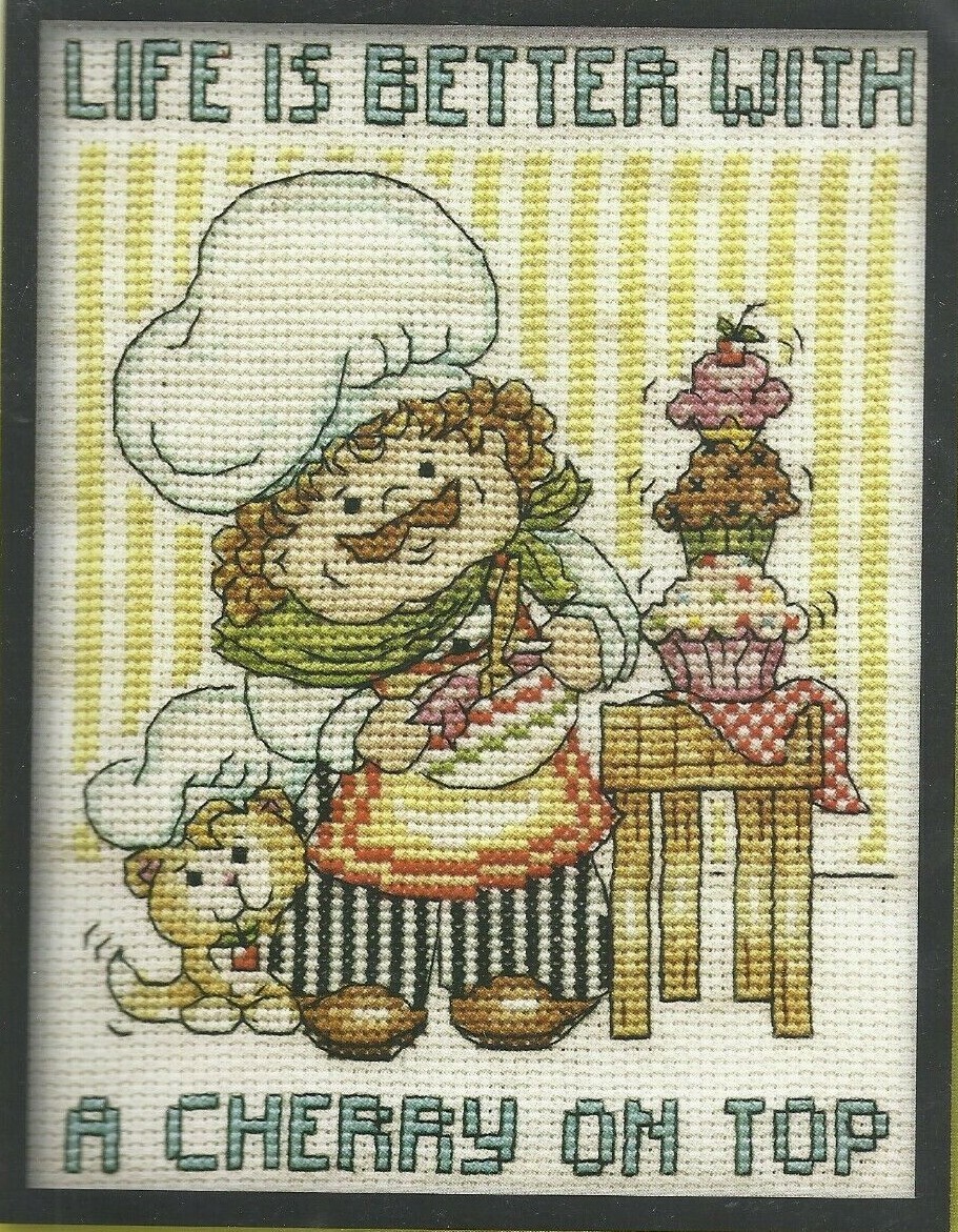 CUPCAKE CHEF--Life is Better With A Cherry on Top--Counted Cross Stitch KIT-image