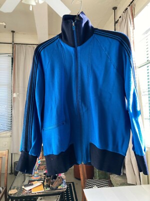 Women's Vintage 80's Fred Perry Track Jacket Size 5 Blue with Black Stripes