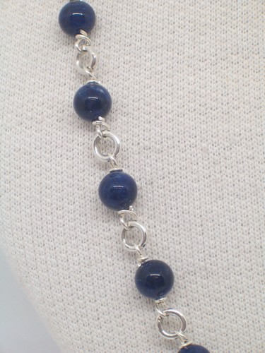 Collana in Argento 925 con Sodalite naturale - Girocollo Pietre Dure Blu - Imagen 3 de 8