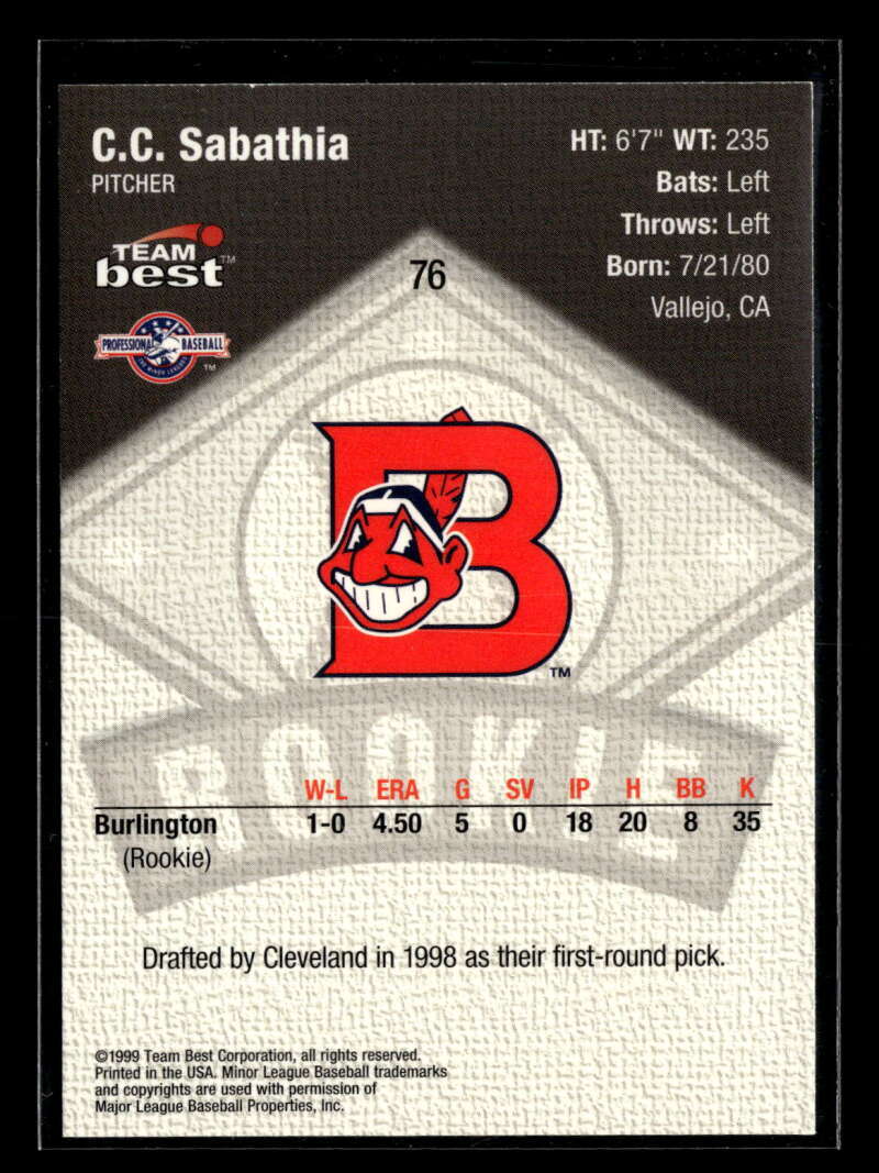 超レア 1999 CC Sabathia 直筆サイン ルーキーカード 美品 Amazon.com: 1999 TEAM BEST C.C. SABATHIA RC ROOKIE CARD