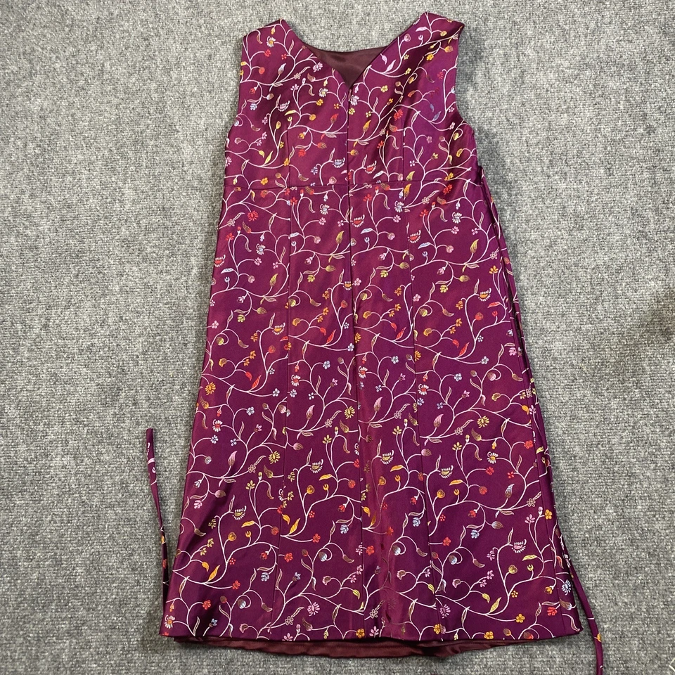 Vestido Nieman Marcus Helena Niñas 10 Púrpura Floral Satinado Metálico Forrado Vacaciones Foto 3 de 4