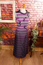 Vintage Original 60er 70er Evening Brocade Silver Purple Stripes Hit Disco 38