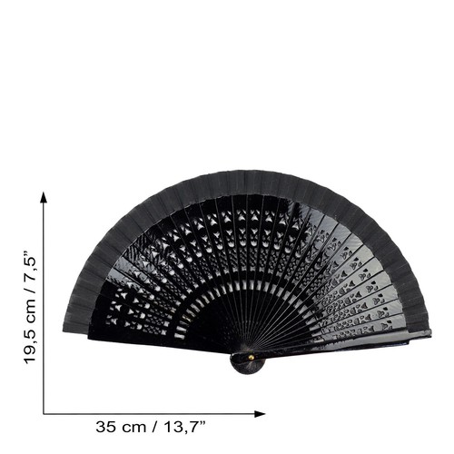 Fächer Wedel faltbarer Fächer Handfächer einfarbig schwarz - Picture 13 of 21