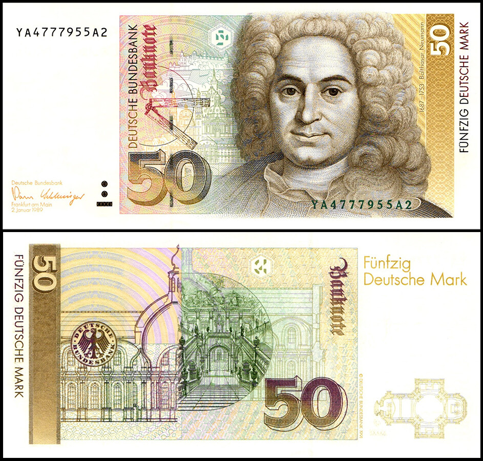 Germany Federal Republic 50 Deutsche Mark, 1989, P-40az, UNC Germany Federal Republic 50 Deutsche Mark, 1989, P-40az, UNC