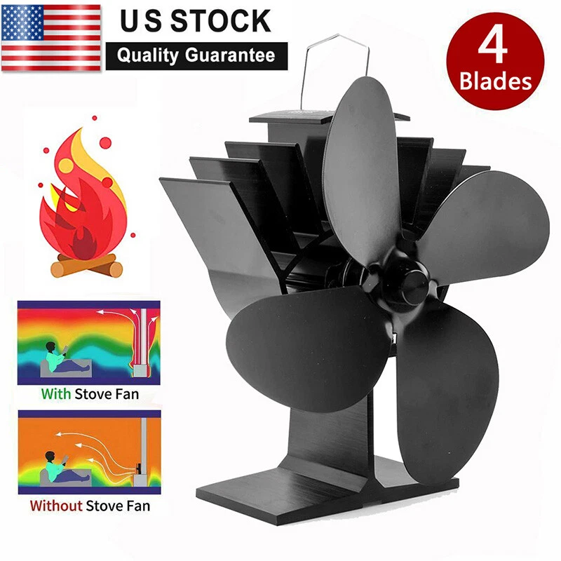 Heat Powered Wood Stove Fan with 4-Blade, Quiet Fireplace Wood Burning Eco-Frien  | eBay