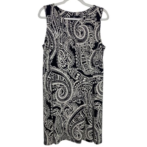 AGB Dress Womens Size 14 Sleeveless Office Workwear Black White Knee Length