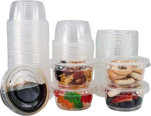 2 oz Plastic Clear Disposable Portion Cups Sauce Souffle Cup With Lids BPA Free - Picture 5 of 5