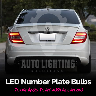 Für Mercedes C Klasse W204 Xenon Weiß LED Kennzeichenbeleuchtung Birnen Upgrade 