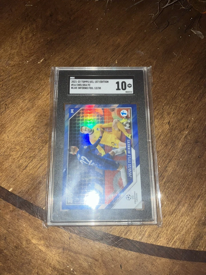 2021-22 Topps UCL 1st Edition #16 Chelsea FC Blue Inferno Foil /30 SGC 10 - Image 2 of 2