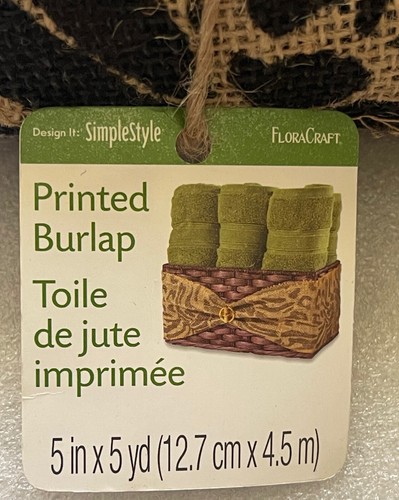 PRINTED BURLAP JUTE, SIMPLY STYLE, FLORALCRAFT, 5 YARDS X 5" *NEW* - Picture 2 of 6