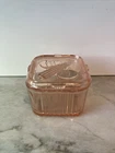 Pink Depression Glass 4" Square Refrigerator Box Dish w/Lid Veggies HTF Federal?