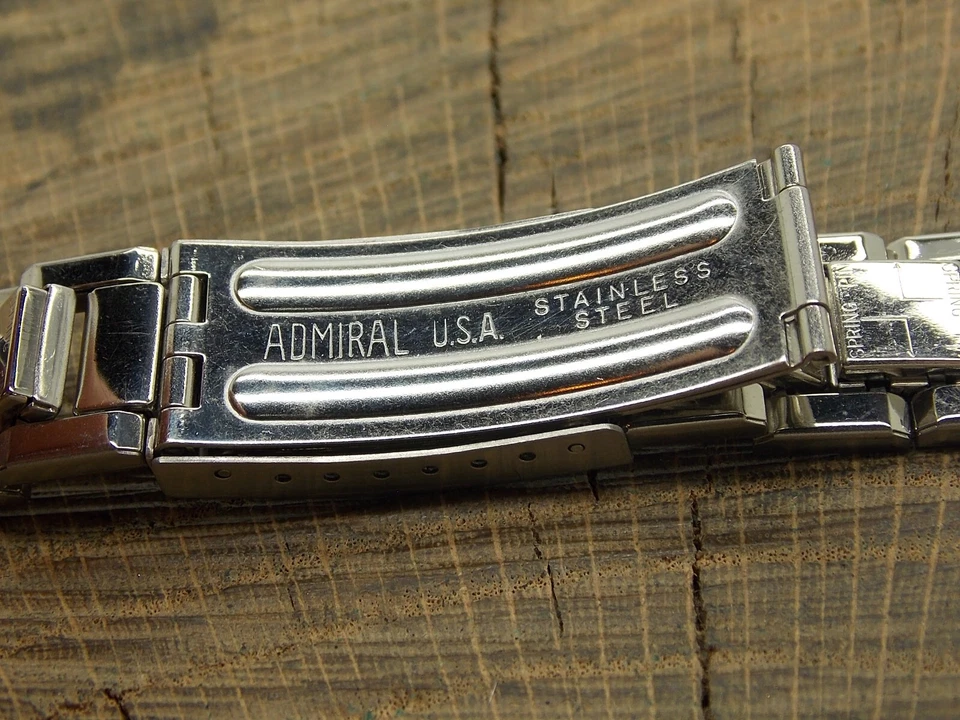 Correa de reloj vintage NOS sin usar Admiral EE. UU. cierre de despliegue de acero inoxidable 19 mm Foto 4 de 4
