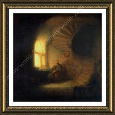 Philosopher In Meditation by Rembrandt | Framed canvas | Wall art painting HD