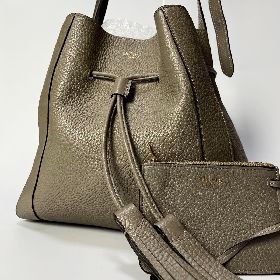 【MULBERRY】MILLIE DRAWSTRING BAG Mulberry Millie Leather Tassel Drawstring Shoulder Bag