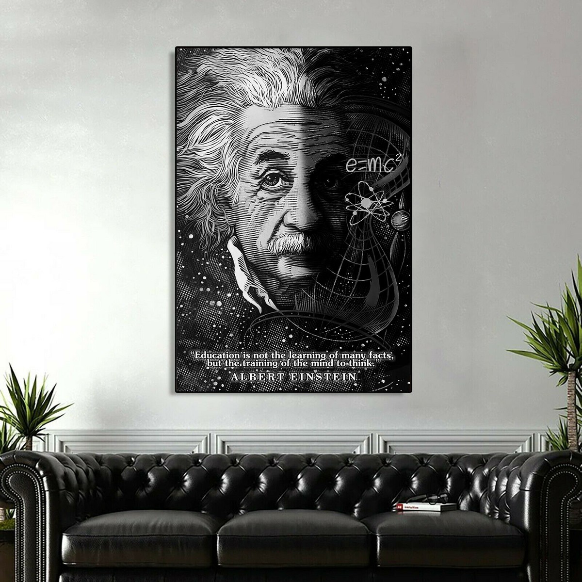 Poster Toile Albert Einstein - Déco Bureau, Chambre, Salon - 20 X 30 Cm - Illustration Scientifique Rétro