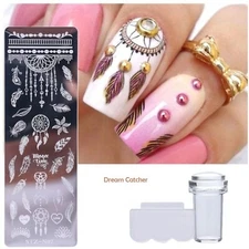 Nail Art Transfer Stamper Stamping Plate Kit Scraper Clear Silicone Jelly Head
