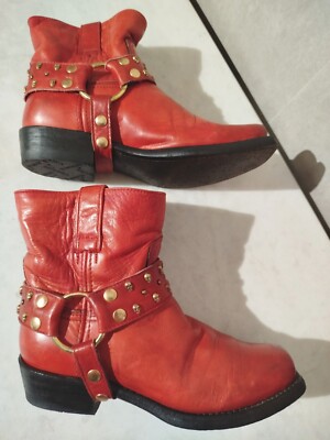 SENDRA Damen Boots BIKER Leder rot Größe 38 sehr guter Zustand