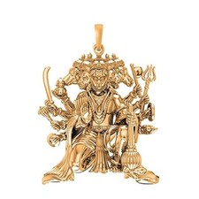 925 Sterling Silver 22k Gold Plated God Panchmukhi Hanuman Pendant