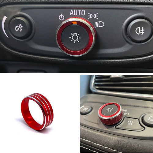 Red Headlight Switch Adjust Knobs Ring Cover 1pc for Chevrolet Trax 2024 2025