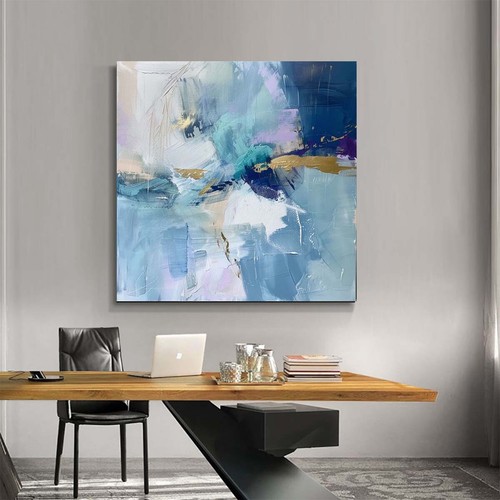 Pinturas de arte mural moderno pintadas a mano pintura al óleo abstracta sobre lienzo azul