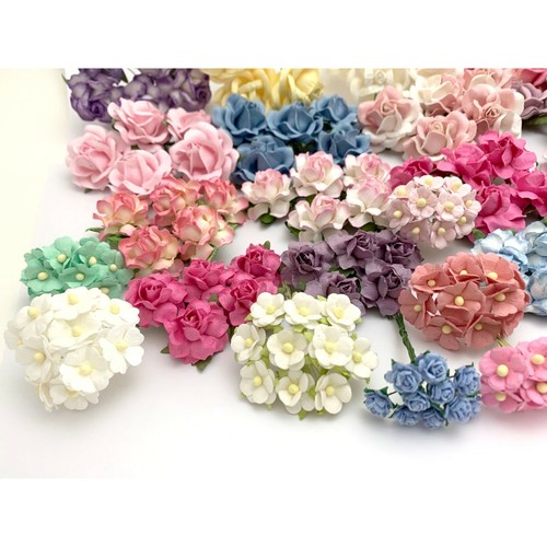 200 Pastel Mixed Crafts Paper Flower Wedding bouquet DIY Scrapbook (TH/8MixA-A1) - Picture 3 of 7