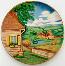 VTG Handpainted Byron Molds 1980 4 Seasons 3D Ceramic 10 inch plates, set of 4