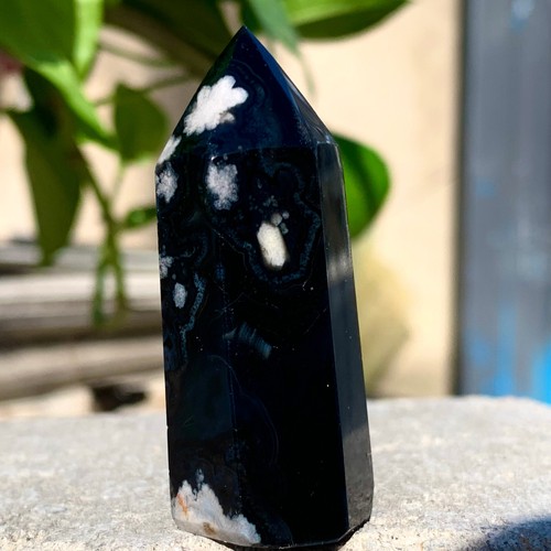 40G Natural black cherry blossom agate pointed pillar crystal spiritual energy - Imagen 7 de 17
