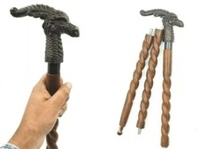 36  Victorian Dragon Head Handle Wood Spiral Walking Stick Lovely Gift for Lovers