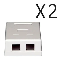 2 pcs pack lot - 2-Port Dual Keystone Jack Surface Mount Housing Box - White